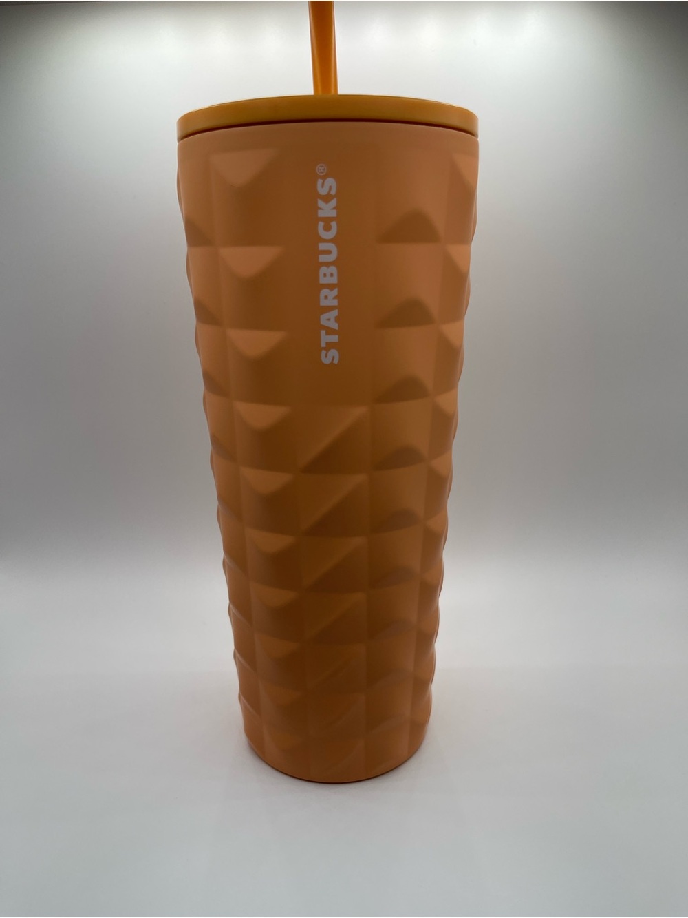 Starbucks Peach-Orange Textured Tumbler with Matching Lid